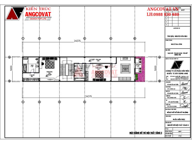 Tham khảo lưu ý khi xây nhà về mặt bằng công năng của tầng 3 mẫu nhà lệch tầng ở Hưng Yên
