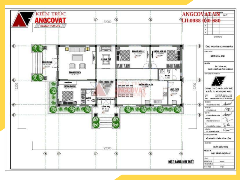 Nội thất mẫu nhà 1 tầng 3 phòng ngủ đẹp