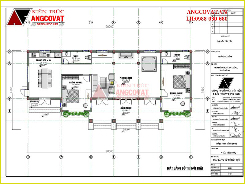 Nội thất tầng 1 bản vẽ mặt bằng nhà cấp 4 160m2 đẹp có 2 phòng ngủ