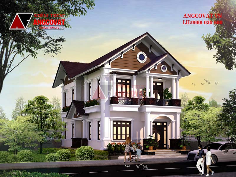 Kiến trúc ngoại thất sang trọng của đến từ bản vẽ mặt bằng nhà 8x15m tân cổ