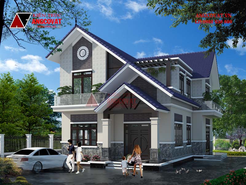 Phối cảnh ngoại thất mẫu biệt thự đẹp 2 tầng 10x15