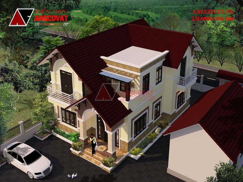 Cách xử lý mái nhà ấn tượng cho mẫu xây nhà trên đất 10x13m