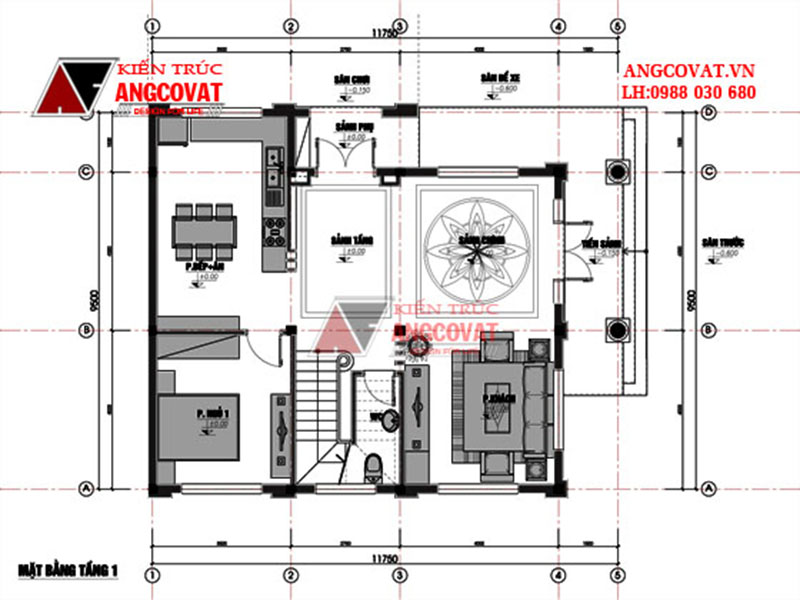 Mặt bằng nhà 2 tầng 100m2 đẹp