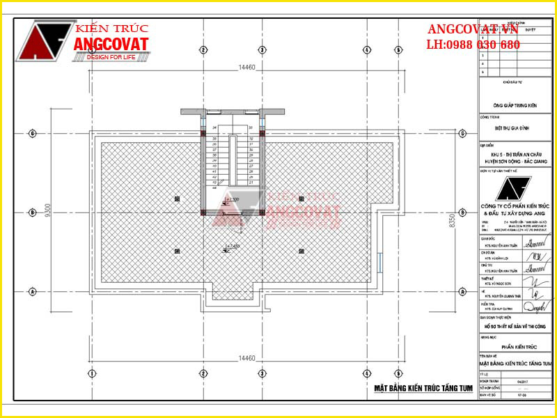 Tầng tum nhà 2 tầng giả 3 tầng hiện đại 100m2