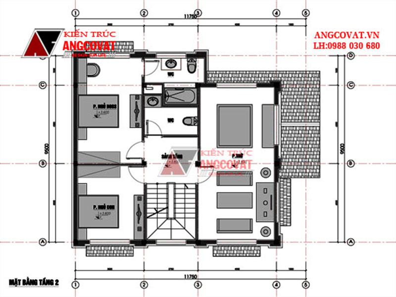 Mặt bằng nhà 2 tầng 100m2 