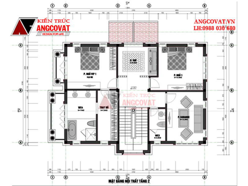 mặt bằng nhà 2 tầng 100m2