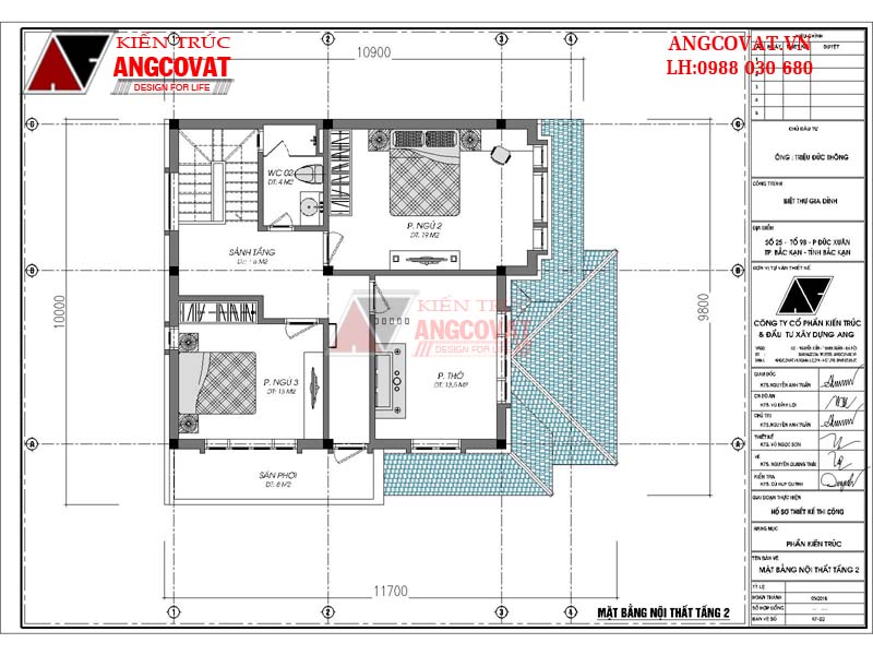 Bố trí công năng sử dụng tầng 2 nhà 2 tầng 100m2