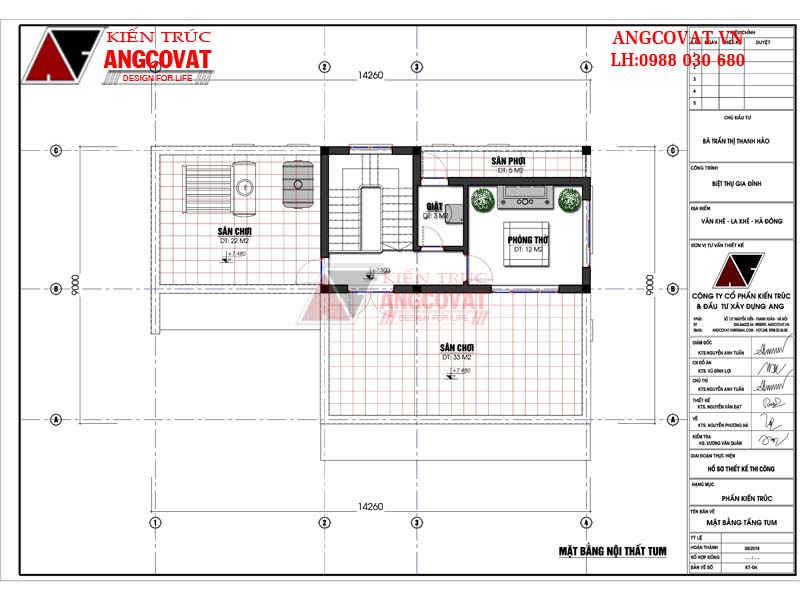 mặt bằng tầng tum thiết kế nhà 2 tầng rưỡi