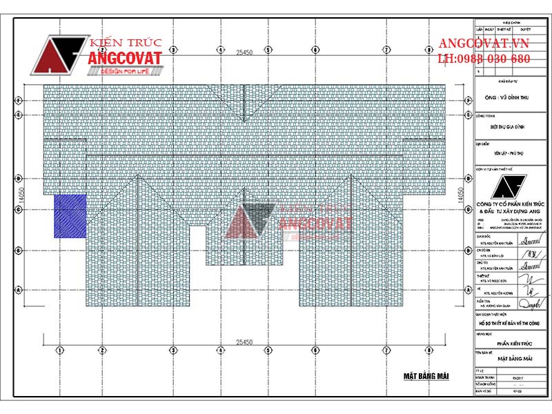 Mặt bằng mái bản vẽ nhà vườn 180m2 1 tầng chữ U đẹp tại Phú Thọ