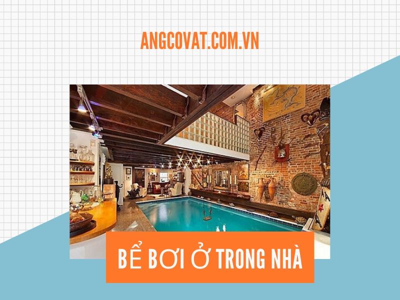 Bể bơi trong nhà của mẫu thiết kế biệt thự 3 tầng có bể bơi rất độc đáo