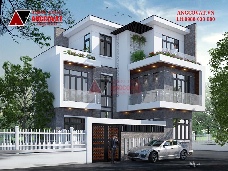 Hình ảnh thiết kế nhà 3 tầng có sân thượng phong cách thiết kế độc đáo