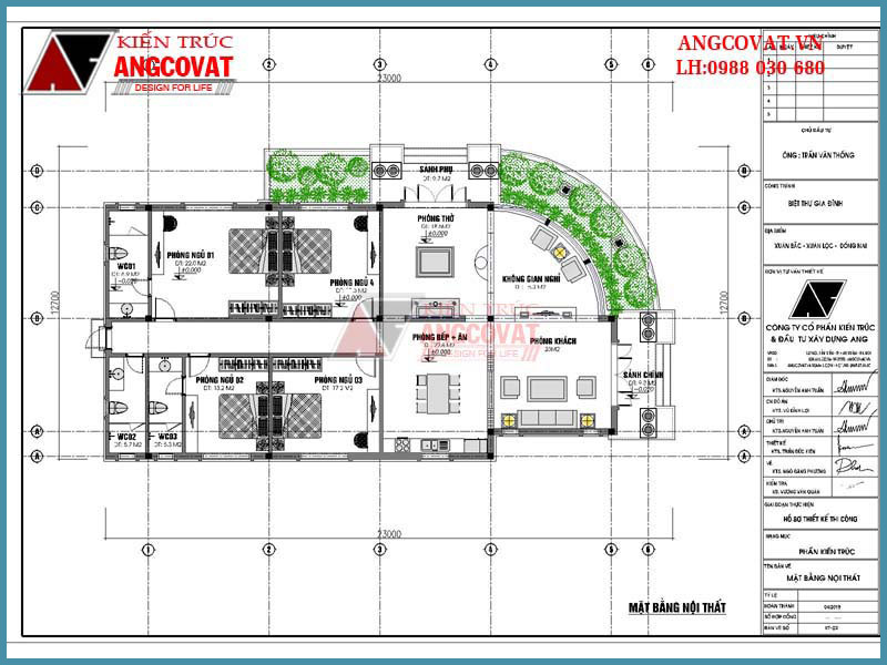 công năng nhà cấp 4 150m2 4 phòng ngủ hình cung