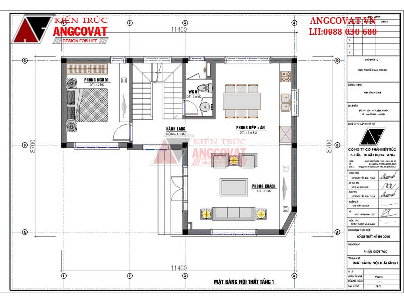 Mặt bằng công năng tầng 1: Mẫu nhà chữ L đẹp máu bằng có diện tích rộng 80m2