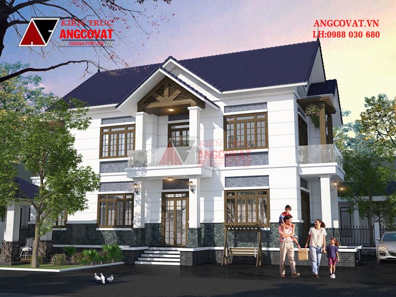 thiết kế nhà 2 tầng 4 phòng ngủ đơn giản