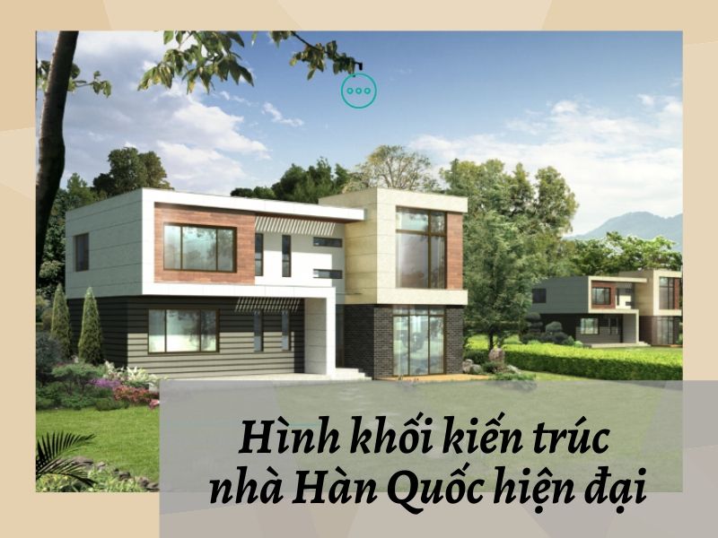 thiết kế nhà 2 tầng kiểu hàn quốc mái bằng hiện đại