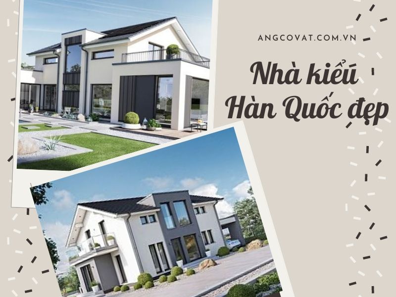 thiết kế nhà 2 tầng kiểu hàn quốc mái dốc đẹp