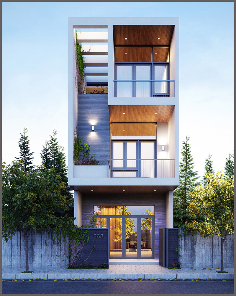 thiết kế nhà 3 tầng 8x10m