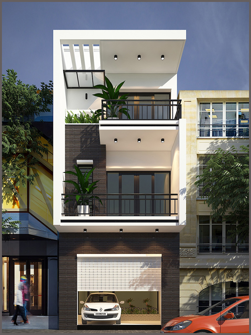 thiết kế nhà 3 tầng 8x10m