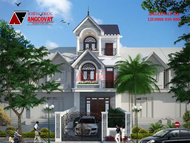 thiết kế nhà 3 tầng 8x10m