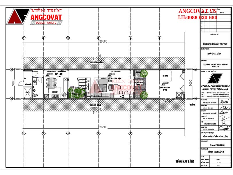 Mặt bằng tổng thể của ngôi nhà biệt thự tân cổ 3 tầng mặt tiền 5m