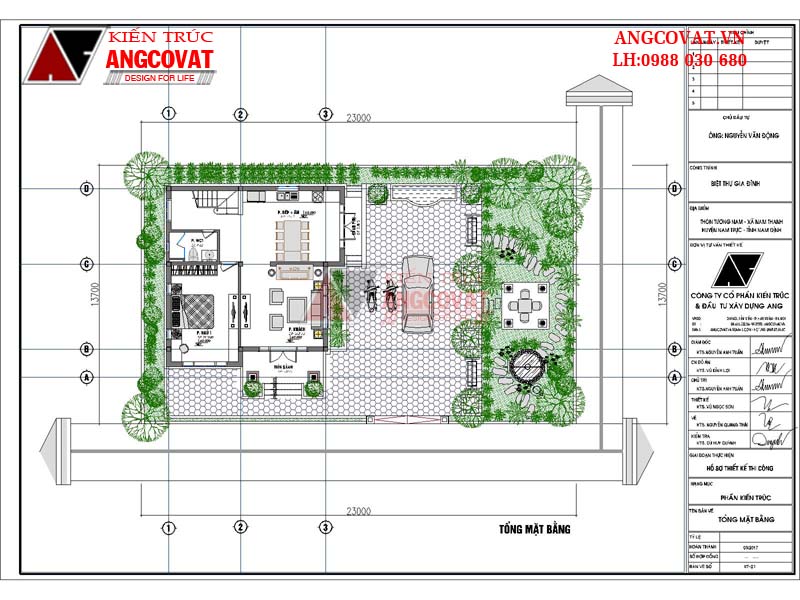 Tư vấn thiết kế nhà 900 triệu 2 tầng diện tích 90m2 mái thái 4 phòng ngủ - Tổng mặt bằng