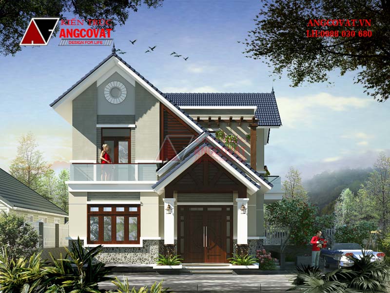 Phối cảnh view 2: Tư vấn thiết kế nhà 900 triệu 2 tầng diện tích 90m2 mái thái