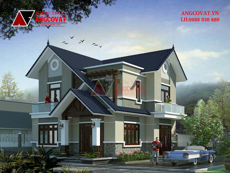 Phối cảnh view 1: Tư vấn thiết kế nhà 900 triệu 2 tầng diện tích 90m2