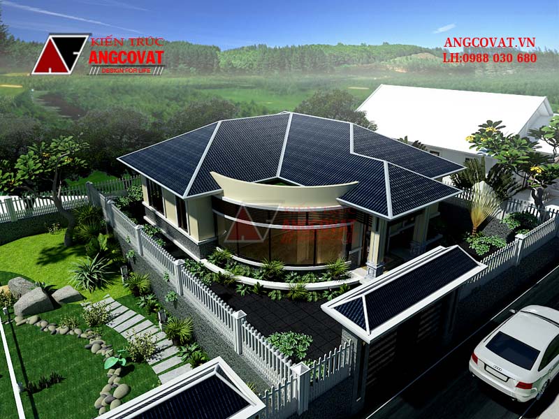 Phối cảnh 1: Mẫu thiết kế nhà cấp 4 diện tích 110m2 2 phòng ngủ đẹp