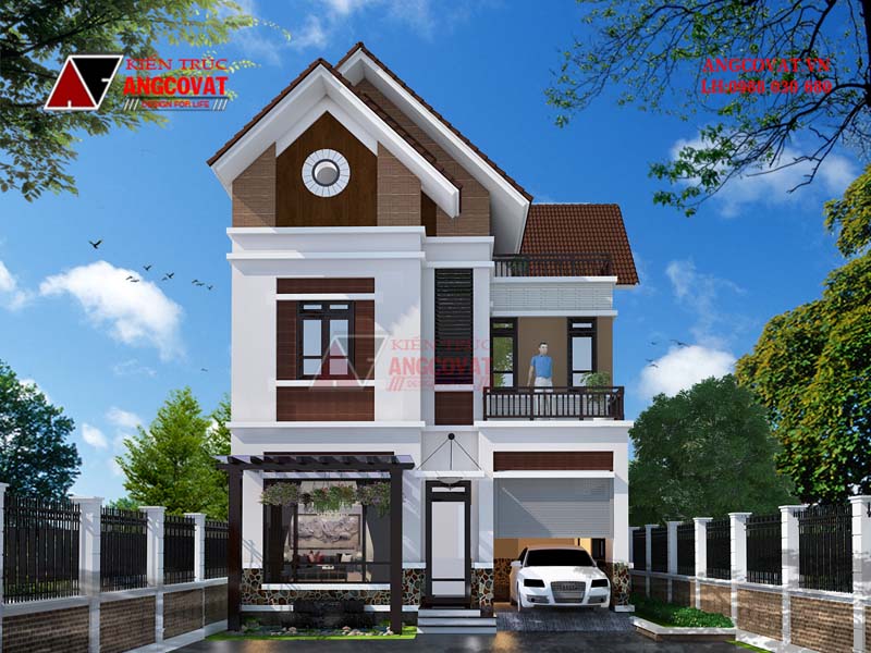 Mặt tiền sang trọng từ mẫu thiết kế nhà 2.5 tầng có gara