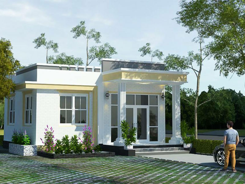 Thiết kế nhà cấp 4 đổ mái bằng đẹp ở nông thôn