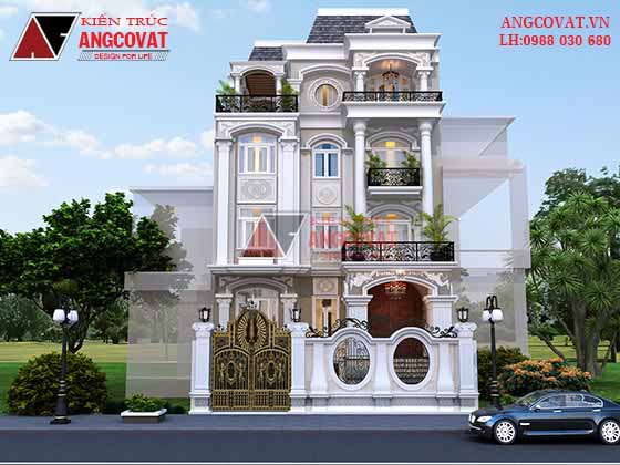 Thiết kế nhà mái marsand 3 tầng mặt tiền 10m đẹp