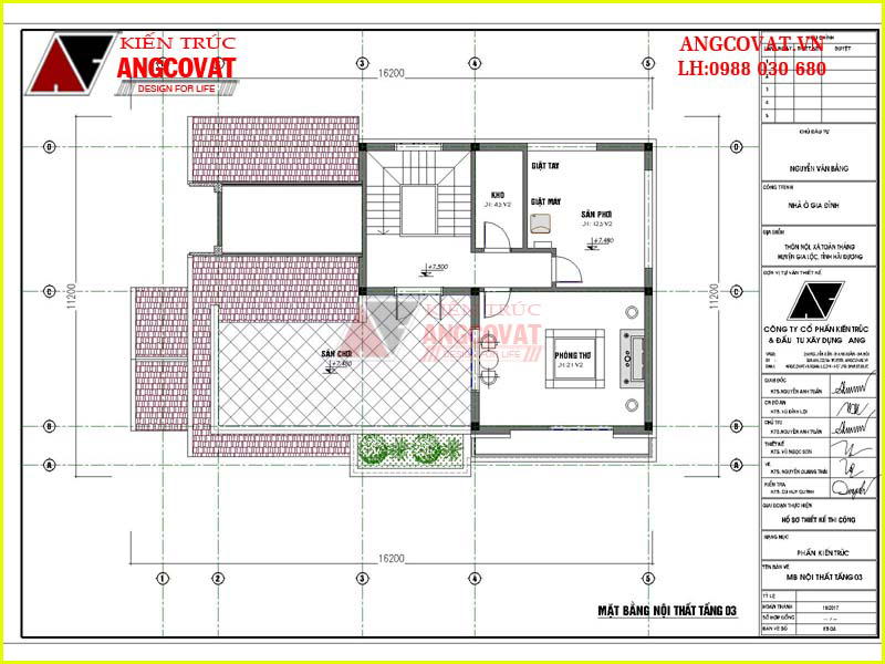 Mặt bằng thiết kế nội thất tầng 2 mẫu nhà 2 tầng rưỡi 140m2
