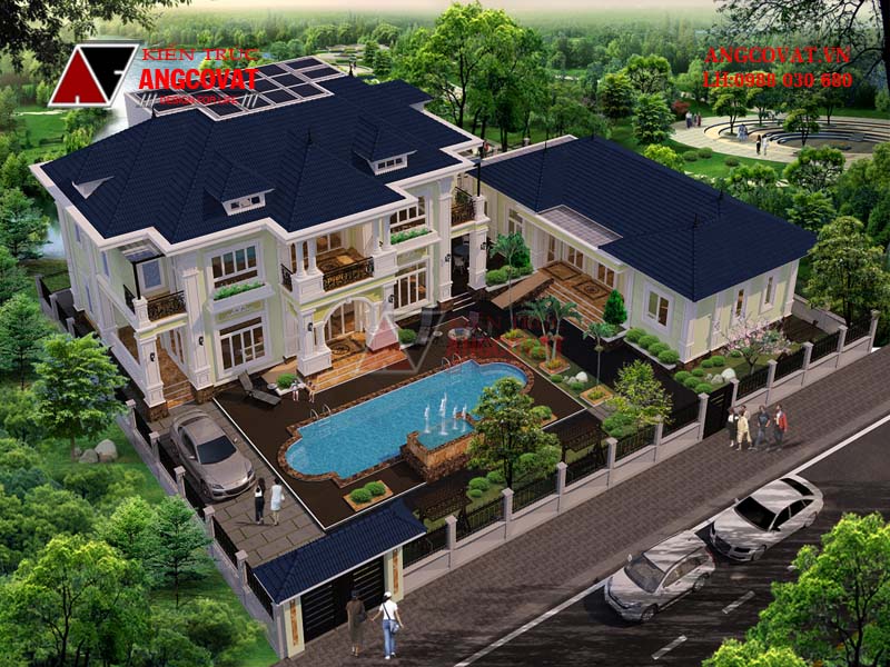 thiết kế nhà vườn 2 tầng tân cổ điển