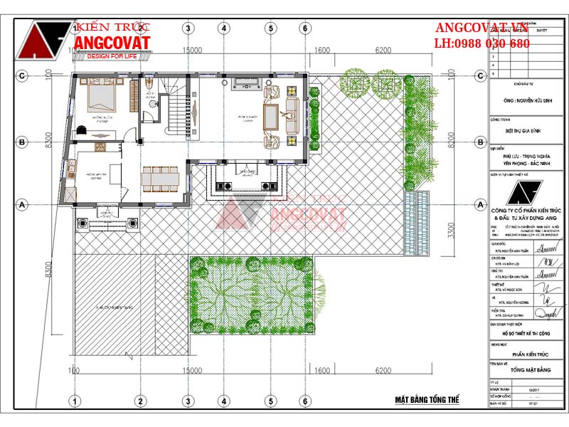 Bản vẽ mặt bằng tổng thể của mẫu thiết kế nhà 2 tầng 1 tum đẹp trên lô đất gần 400m2