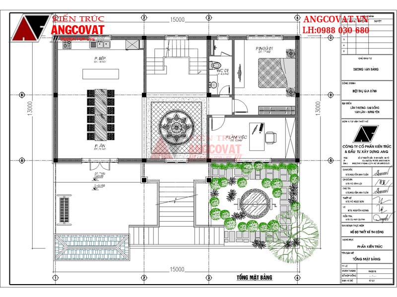 Tổng mặt bằng của ngôi nhà 2 tầng 120m2