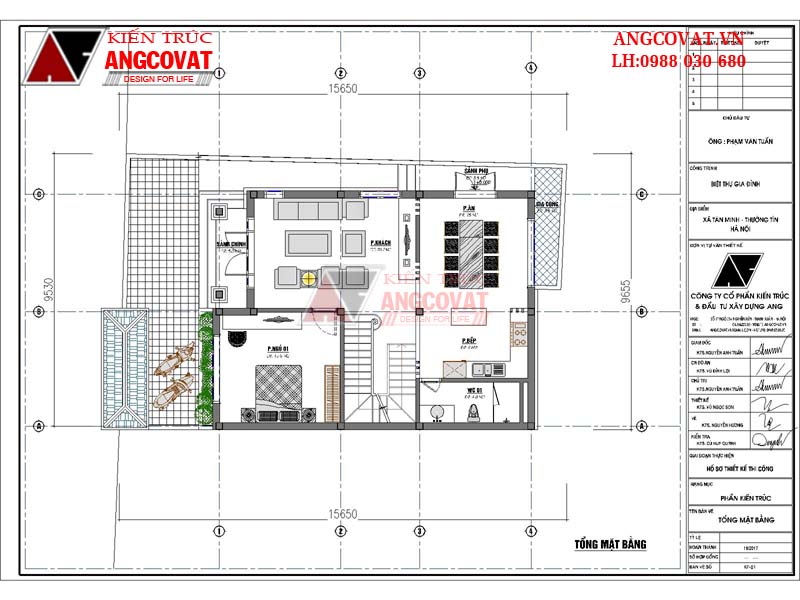 Mặt bằng tổng thể mẫu thiết kế nhà phố 9x12m mái thái 2 tầng hiện đại