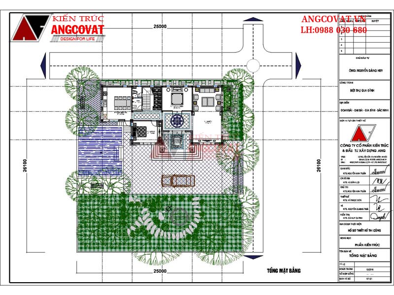 Tổng mặt bằng công năng sử dụng của mẫu biệt thự 2 tầng mái thái gia đình chú Huy