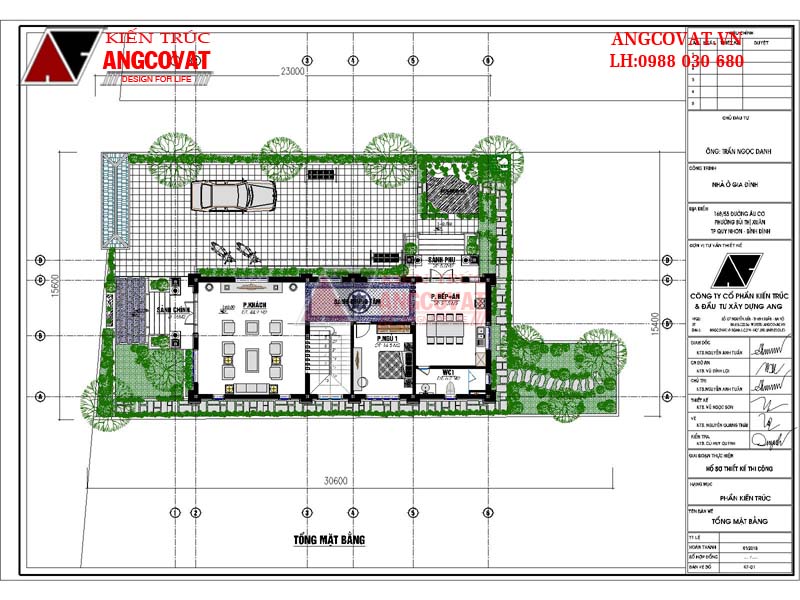Tổng thể mặt bằng của mẫu thiết kế bản vẽ nhà 8x18 ở Quy Nhơn