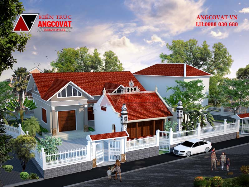 Ngoại thất tư vấn thiết kế nhà ở quê 1 tầng cấp 4 kết hợp nhà thờ