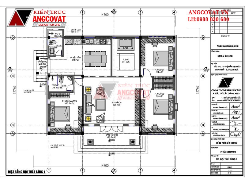 Xây nhà cấp 4 1 tỷ 130m2 3 phòng ngủ mái thái đẹp - Mặt bằng tầng 1