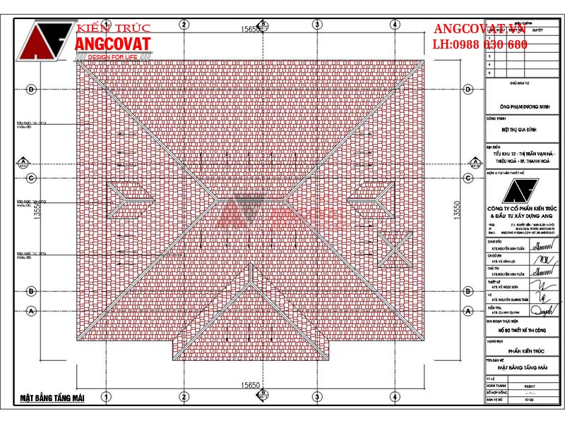 Xây nhà cấp 4 1 tỷ 130m2 3 phòng ngủ mái thái đẹp - Mặt bằng tầng mái
