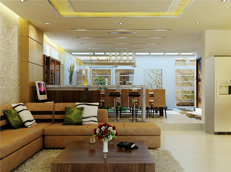 Thiết kế nhà đảm bảo tính thẩm mỹ với những đường nét kiến trúc nổi bật có điểm nhấn, tạo nên sự đồng nhất giữa các phòng