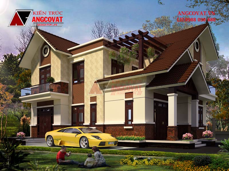 Phối cảnh view 1: Bản vẽ kiến trúc nhà 10x15m diện tích 120m2