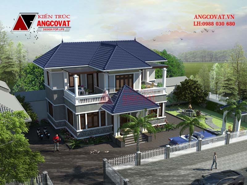 Phối cảnh view 1: Chi phí thiết kế nhà 2 tầng diện tích 120m2 đẹp