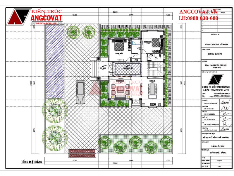 Chi phí xây nhà 2 tầng diện tích 150m2 hình vuông mái thái đẹp 5 phòng ngủ - Mặt bằng tổng