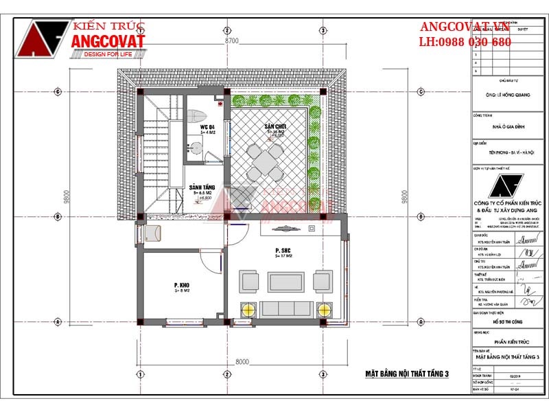 thiết kế nhà 3 tầng 70m2 đẹp