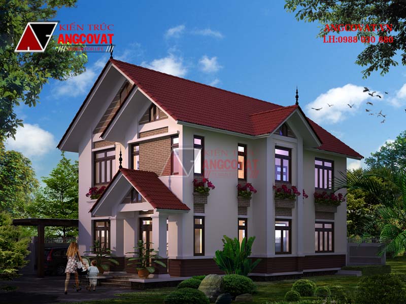 Phối cảnh 2: Mẫu thiết kế nhà đẹp 10x15m 4 phòng ngủ 1 phòng thờ