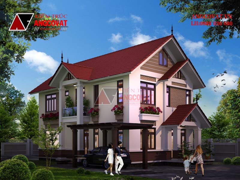 Phối cảnh 1: Mẫu thiết kế nhà đẹp 10x15m 4 phòng ngủ