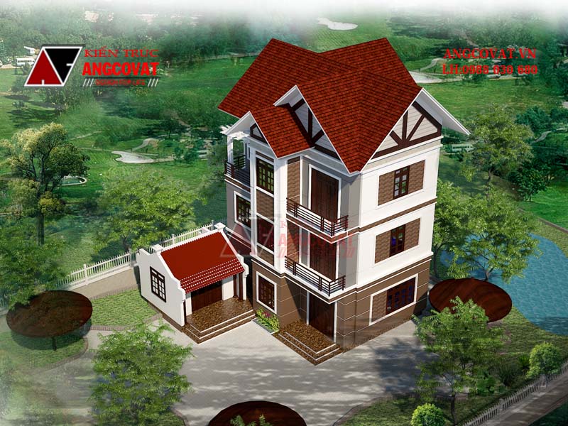 Mặt tiền đẹp của ngôi nhà mái thái 80m2