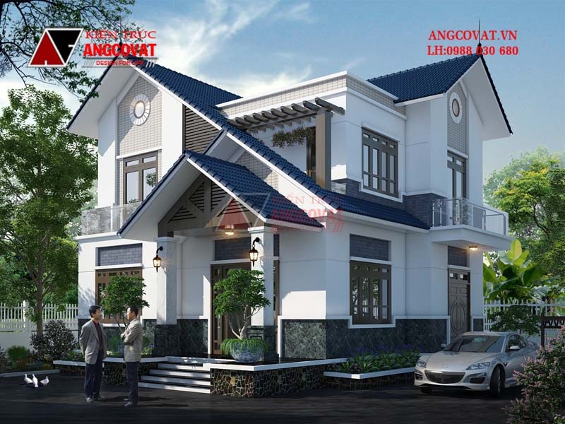 Phối cảnh mẫu nhà 2 tầng 4 phòng ngủ 1 phòng thờ 100m2